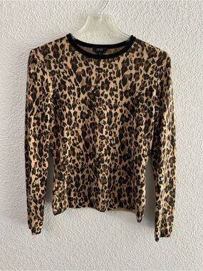Prive 100% Cashmere Leopard Print Long Sleeve Sweater Small Y2K Mob Wife